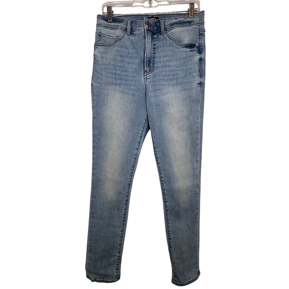 Express High Waisted Light Wash Skinny Jeans, Light Wash, 28" Inseam, Size 10R
